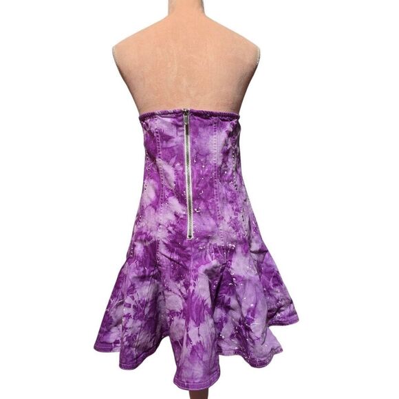 Custom Hand Dyed Strapless Denim Mini Dress - Picture 4 of 5